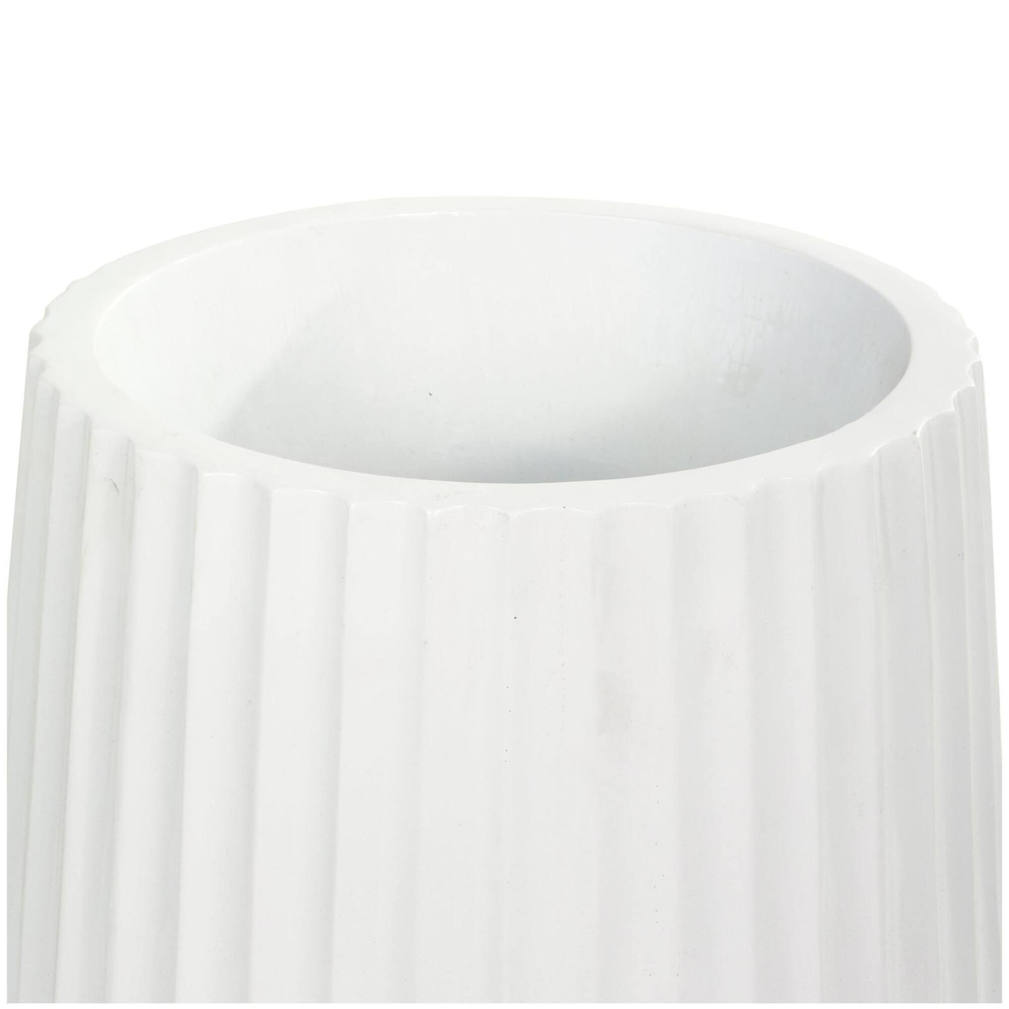 Large White Ribbed Resin Floor Vase